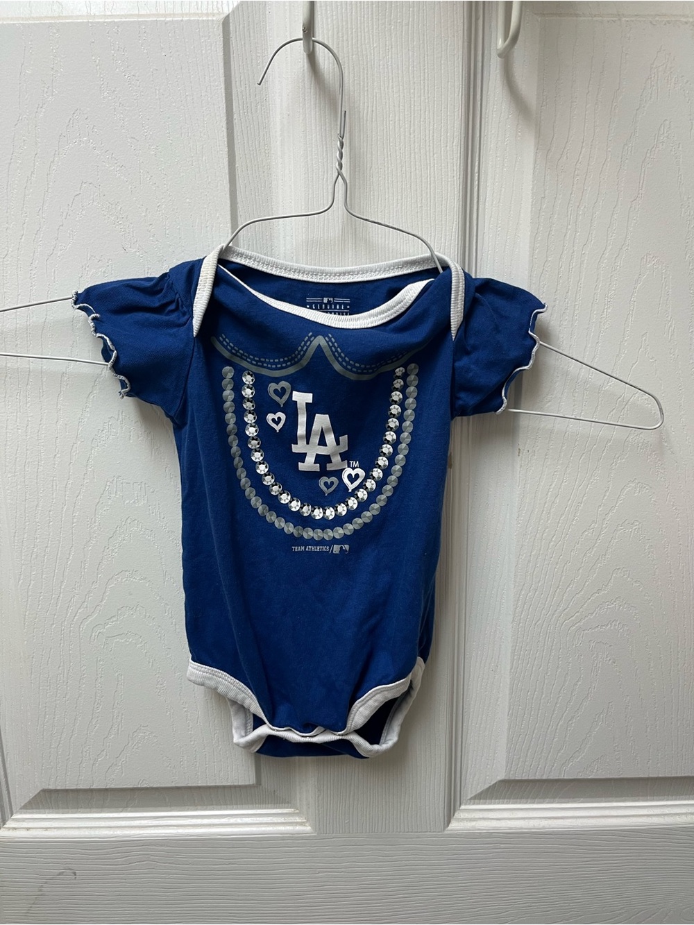 Los Angeles Dodgers Infant Bodysuits with Rhinestone Necklace Print